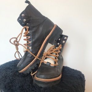 Marc Fisher Shearling lugsole Combat Boots